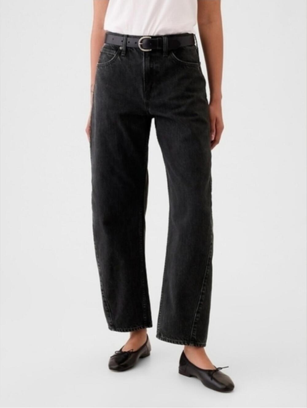 NWT GAP High Rise Barrel Jeans black 27p 4p petite - Picture 4 of 7
